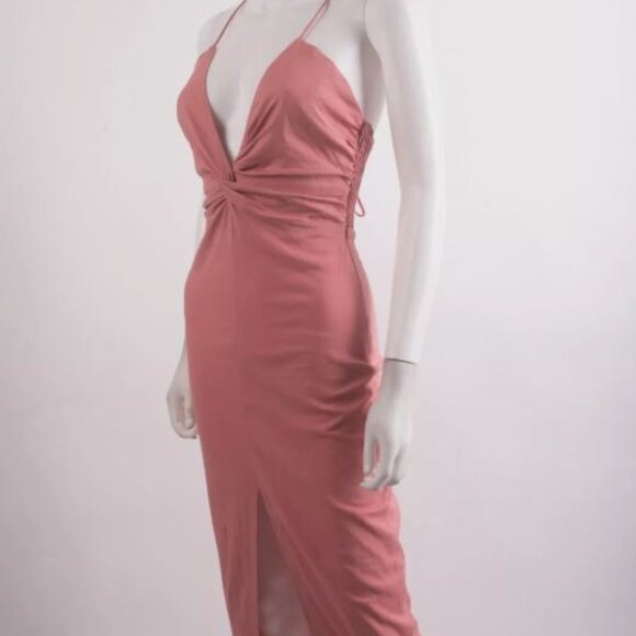 Zara Dresses & Skirts - ZARA WOMANS MIDI KNOTTED DRESS PINK LINEN BLEND SPAGHETTI STRAP S 7881 …